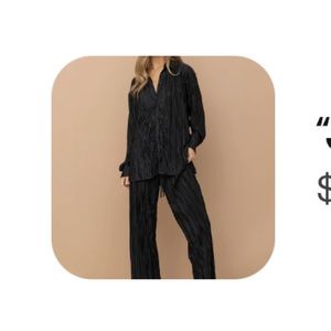 NWT Black plisse set